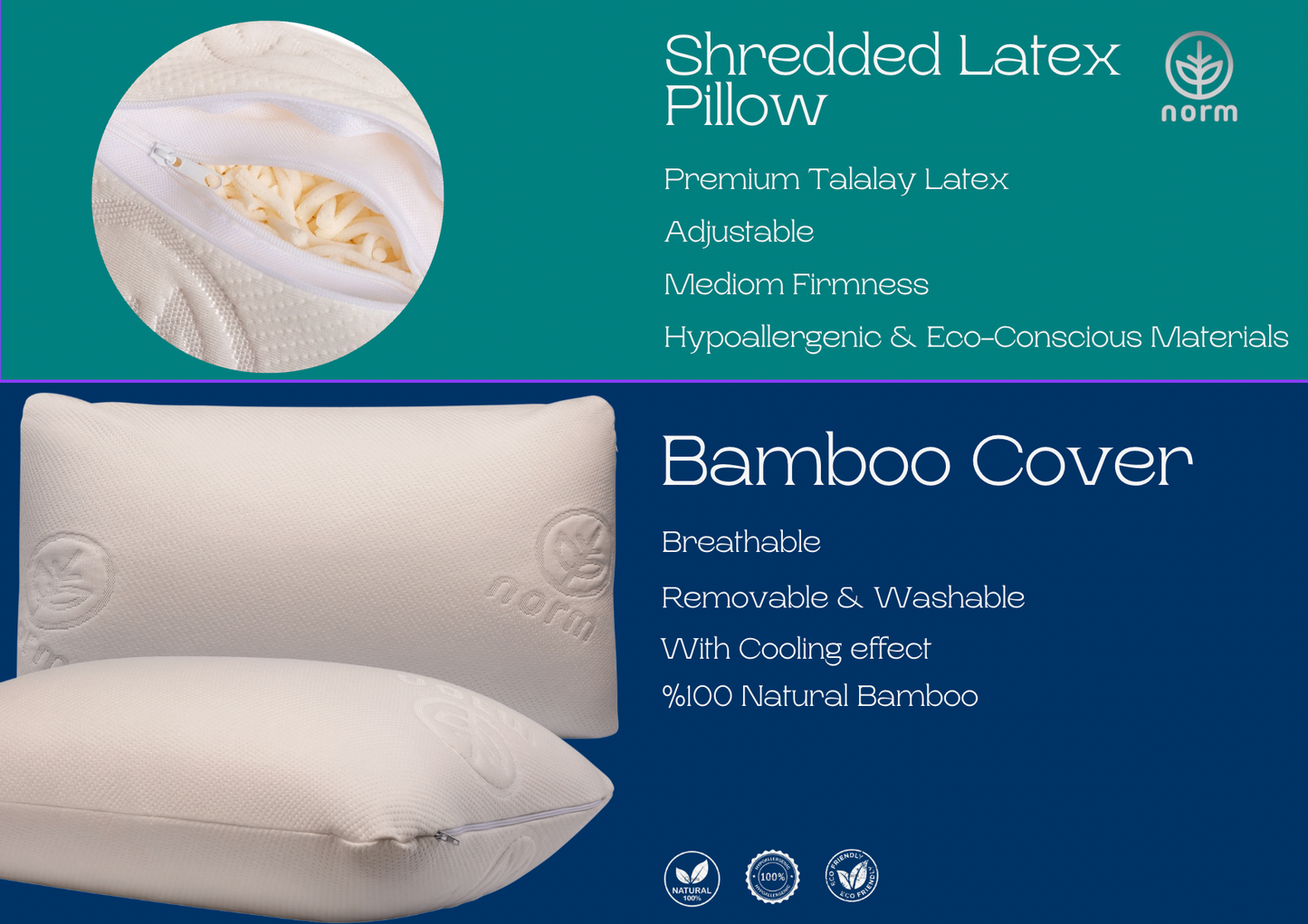 norm Original Adjustable Shredded Talalay Latex Pillow