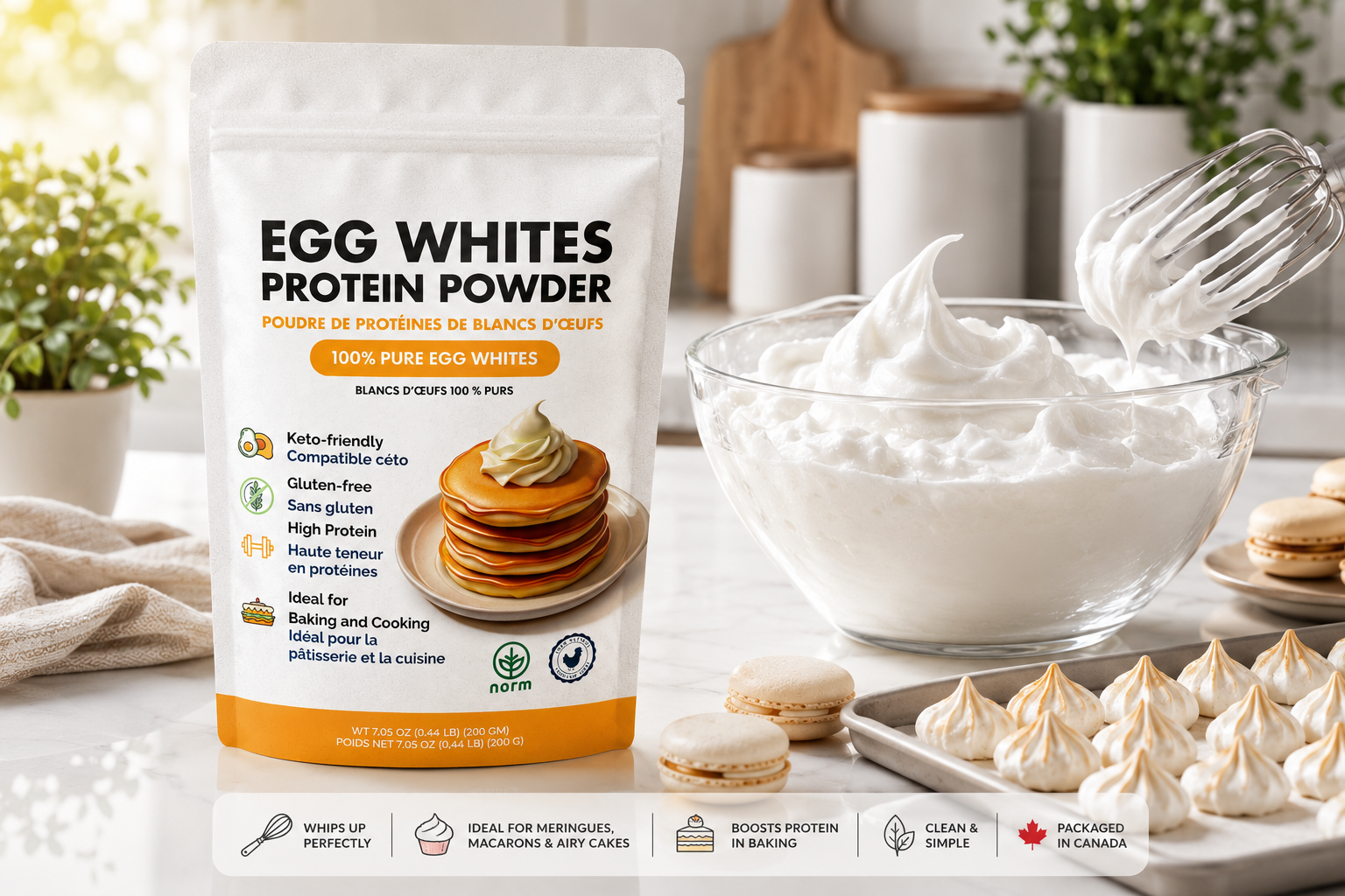 Norm Egg Whites Protein Powder for Baking & Cooking, 7.05 OZ/ 200 gram