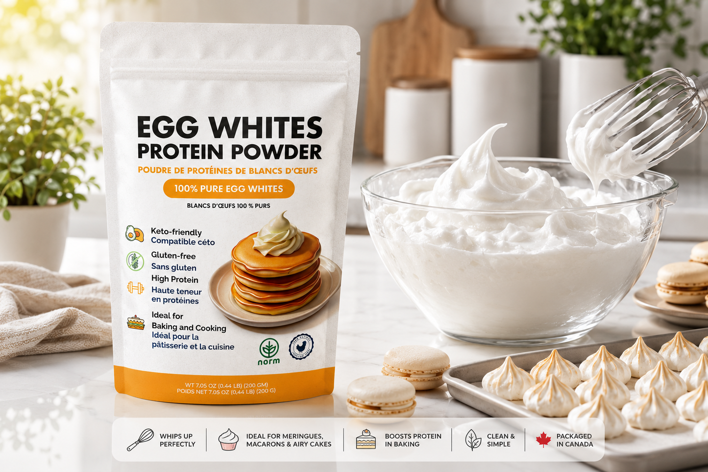Norm Egg Whites Protein Powder for Baking & Cooking, 7.05 OZ/ 200 gram